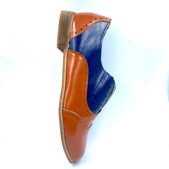 NWT Slip On Brogue Oxfords - Faux Leather - Navy - Picture 3 of 16